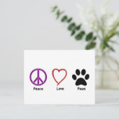 Peace Love Paws Briefkaart (Staand voorkant)
