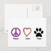 Peace Love Paws Briefkaart (Voorkant / Achterkant)