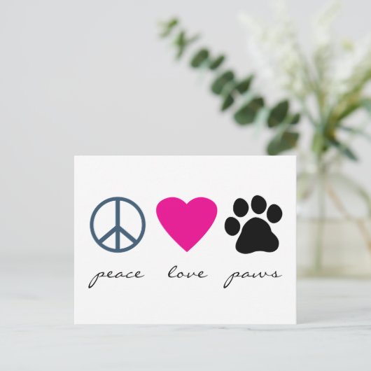 Peace Love Paws Briefkaart (Staand voorkant)