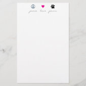 Peace Love Paws Briefpapier (Voorkant)