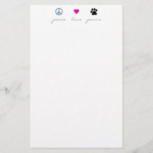 Peace Love Paws Briefpapier