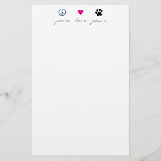 Peace Love Paws Briefpapier (Voorkant)