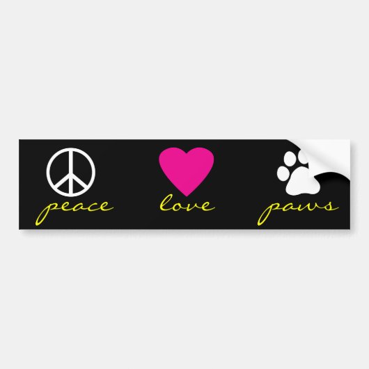 Peace Love Paws Bumpersticker (Voorkant)