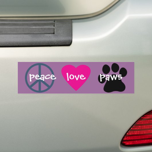 Peace Love Paws Bumpersticker (Op auto)