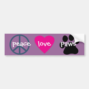 Peace Love Paws Bumpersticker