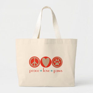 Peace Love Paws Grote Tote Bag