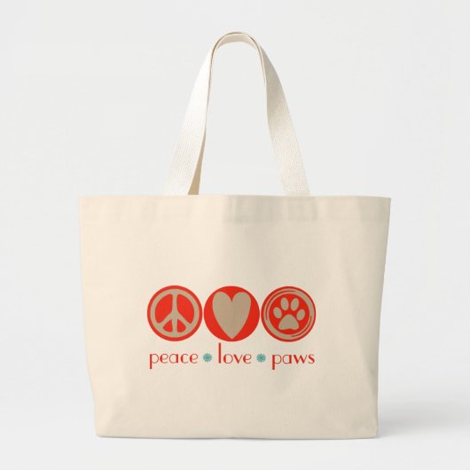 Peace Love Paws Grote Tote Bag (Voorkant)