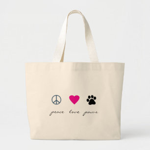 Peace Love Paws Grote Tote Bag