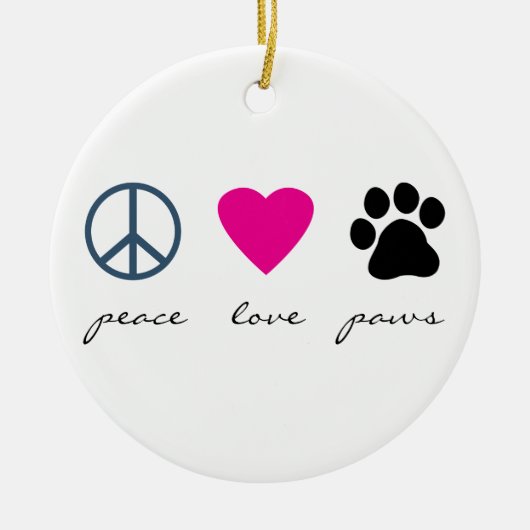 Peace Love Paws Keramisch Ornament (Voorkant)