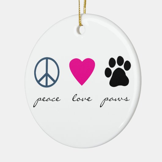 Peace Love Paws Keramisch Ornament (Links)