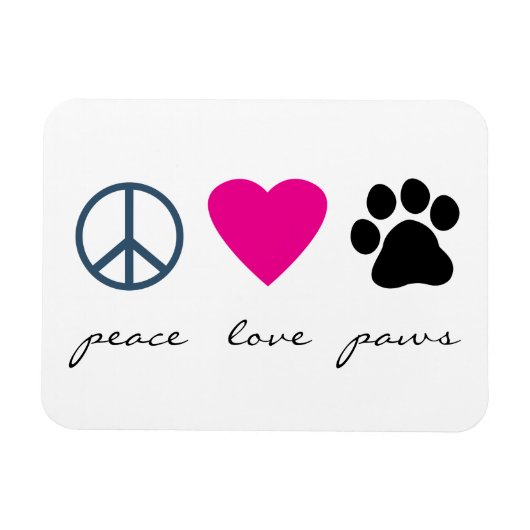 Peace Love Paws Magneet (Horizontaal)