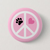 Peace Love Paws Pawprint Ronde Button 5,7 Cm (Voorkant)