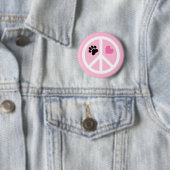 Peace Love Paws Pawprint Ronde Button 5,7 Cm (In situ)