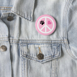 Peace Love Paws Pawprint Ronde Button 5,7 Cm
