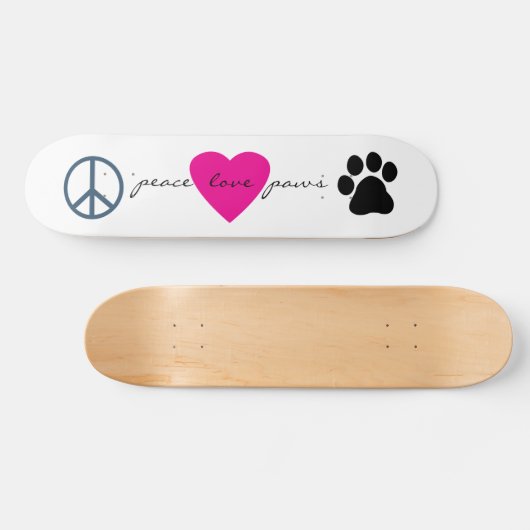 Peace Love Paws Persoonlijk Skateboard (Horizontaal)