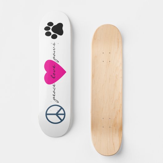 Peace Love Paws Persoonlijk Skateboard (Voorkant)