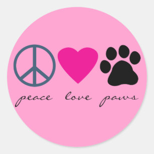 Peace Love Paws Ronde Sticker