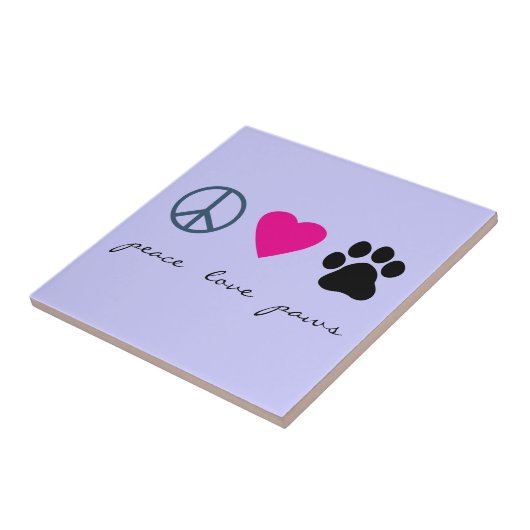 Peace Love Paws Tegeltje (Zijkant)