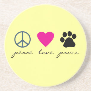 Peace Love Paws Zandsteen Onderzetter