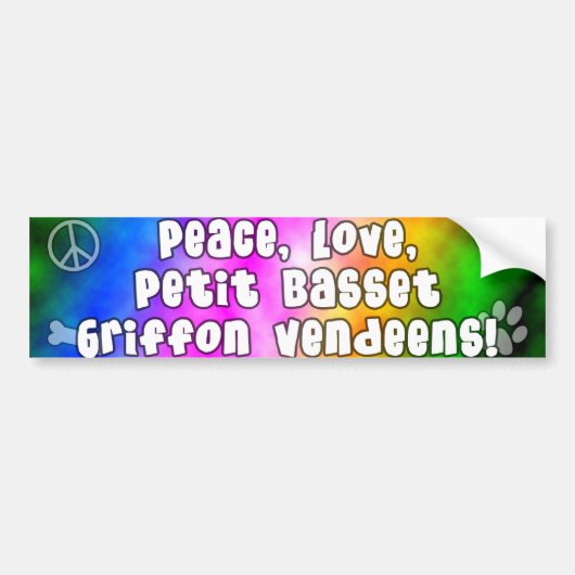 Peace Love PBGVs Bumpersticker (Voorkant)