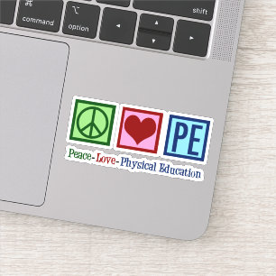 Peace Love PE Physical Education Teacher Sticker