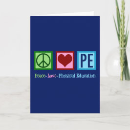 Peace Love PE Teacher Physical Education Kerstmis Feestdagen Kaart
