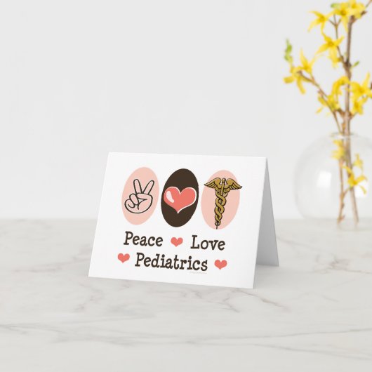 Peace Love Pediatrics Kinderarts Blank Note Kaart (Gele Bloem)