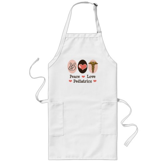 Peace Love Pediatrics Pediatricia Apron Lang Schort (Voorkant)