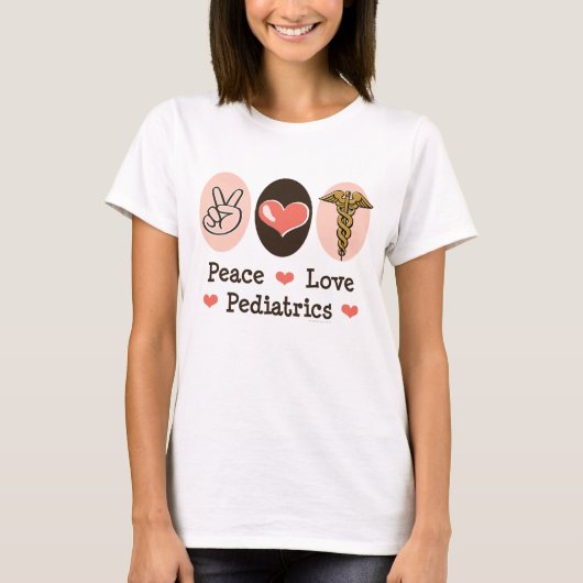 Peace Love Pediatrics Pediatrician Ringer Tee T-shirt (Voorkant)