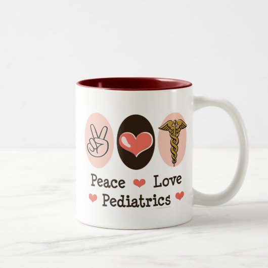 Peace Love Pediatrics Pediatrische Mok (Rechts)