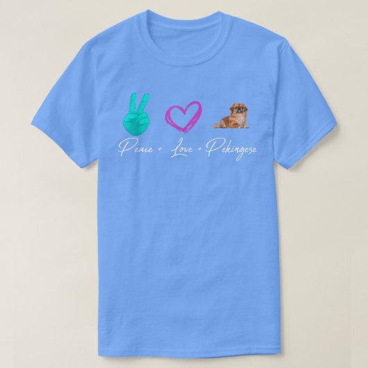 Peace Love Pekingese Funny Dog Owner T-shirt (Design voorkant)