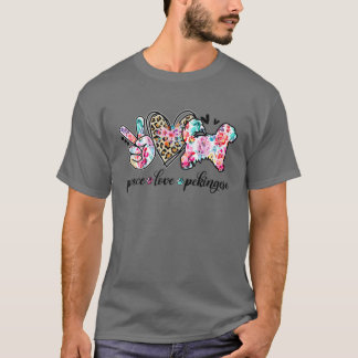 Peace Love Pekingese Hondenliefhebbers Happy Anima T-shirt