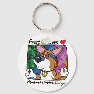 Peace Love Pembroke Welsh Corgi Sleutelhanger