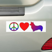 Peace Love Pembroke Welsh Corgis Bumpersticker (Op auto)