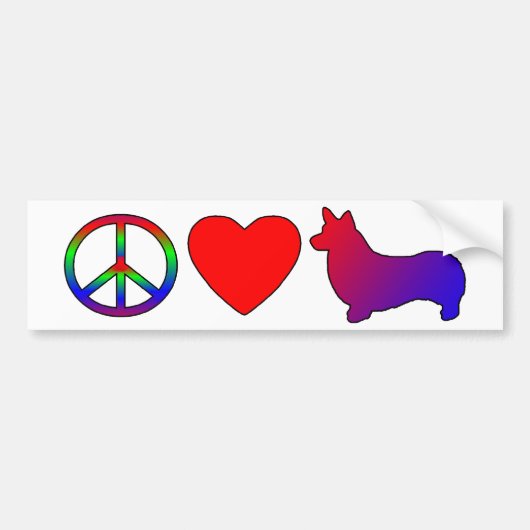 Peace Love Pembroke Welsh Corgis Bumpersticker (Voorkant)