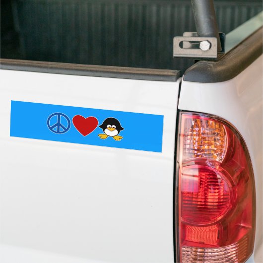 Peace Love Penguin Baby T-shirts, Mokken Bumpersticker (Op Truck)