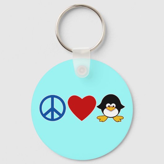 Peace Love Penguin Baby T-shirts, Mokken Sleutelhanger (Voorkant)