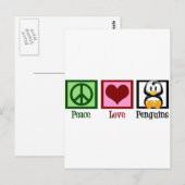 Peace Love Penguins Briefkaart (Voorkant / Achterkant)
