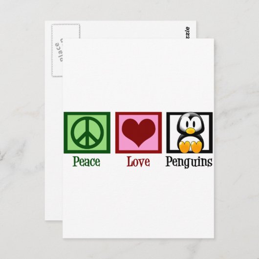 Peace Love Penguins Briefkaart (Voorkant / Achterkant)