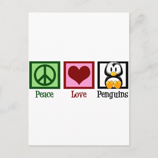 Peace Love Penguins Briefkaart (Voorkant)