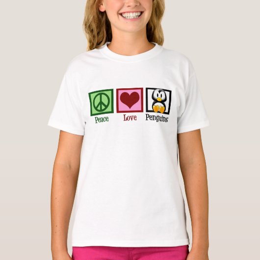 Peace Love Penguins Cute Penguin Kinder T-shirt (Voorkant)