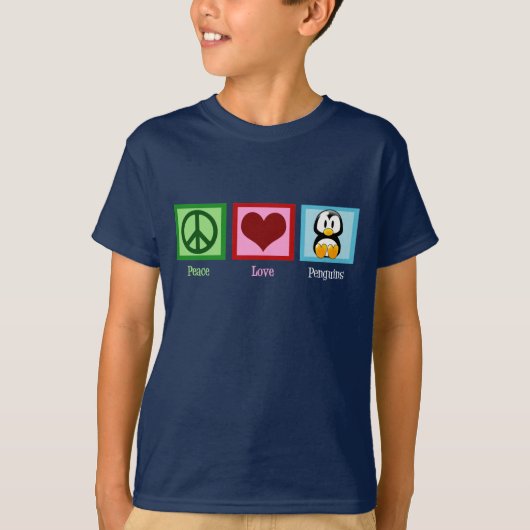 Peace Love Penguins Kinder T-shirt (Voorkant)