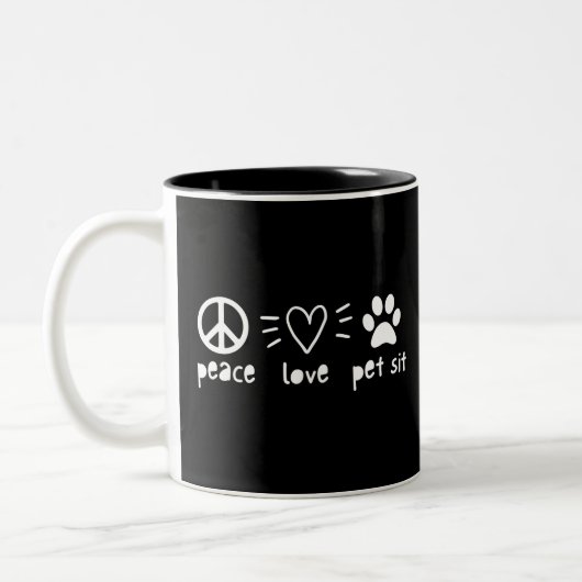 Peace Love Pet Sit Tweekleurige Koffiemok (Links)