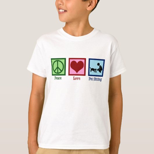 Peace Love Pet Sitter Hondenwandelservice Kinder T-shirt (Voorkant)