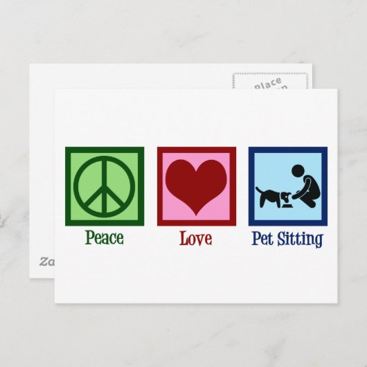 Peace Love Pet Sitting Dog Walking Service Briefkaart (Voorkant / Achterkant)