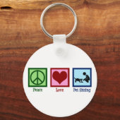 Peace Love Pet Sitting Dog Walking Service Sleutelhanger (Voorkant)
