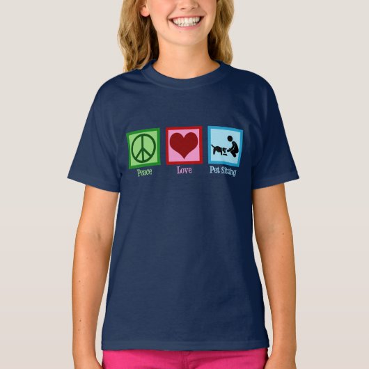 Peace Love Pet Sitting Dog Walking Service T-shirt (Voorkant)