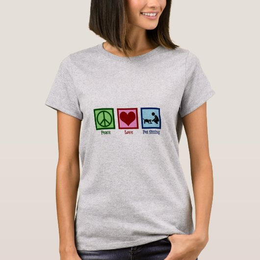 Peace Love Pet Sitting Dog Walking Service T-shirt (Voorkant)
