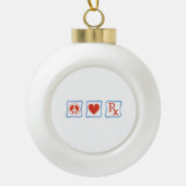 Peace Love Pharmacist Squares Heart en Rx Keramische Bal Ornament (Voorkant)