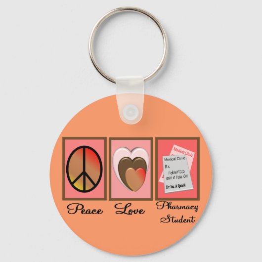 Peace Love Pharmacy Student Gifts Sleutelhanger (Voorkant)